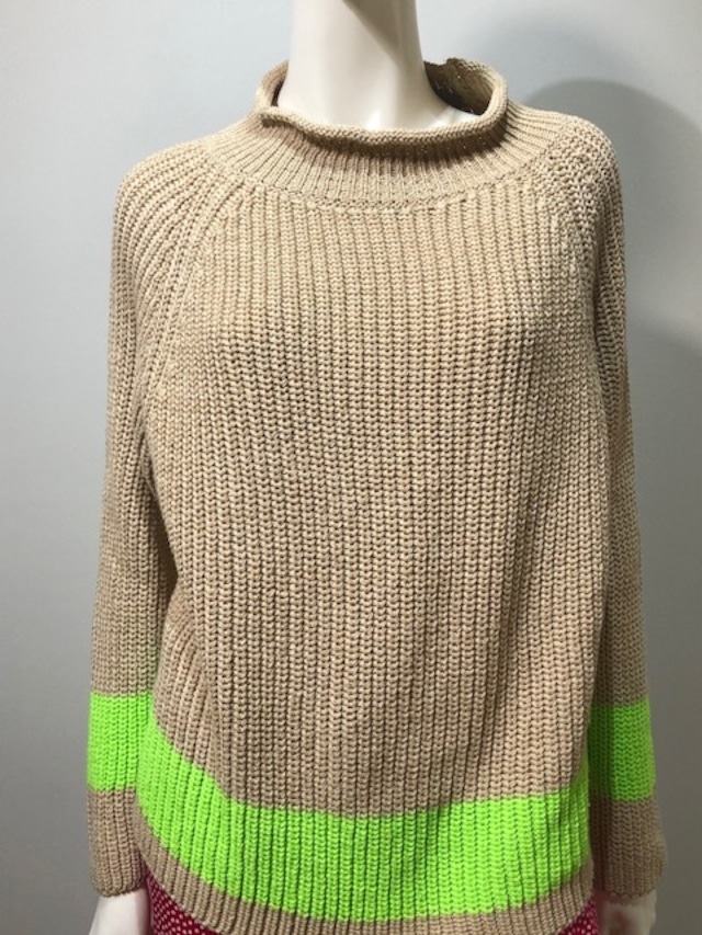 DR.BLOOM　Lime Swim Sweater Col.Beige/NeonGreen 長袖サマーニットセーター　スペイン製