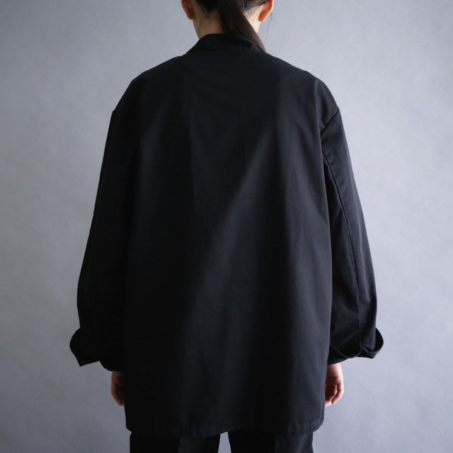double button mao-collar black mode cock shirt jacket