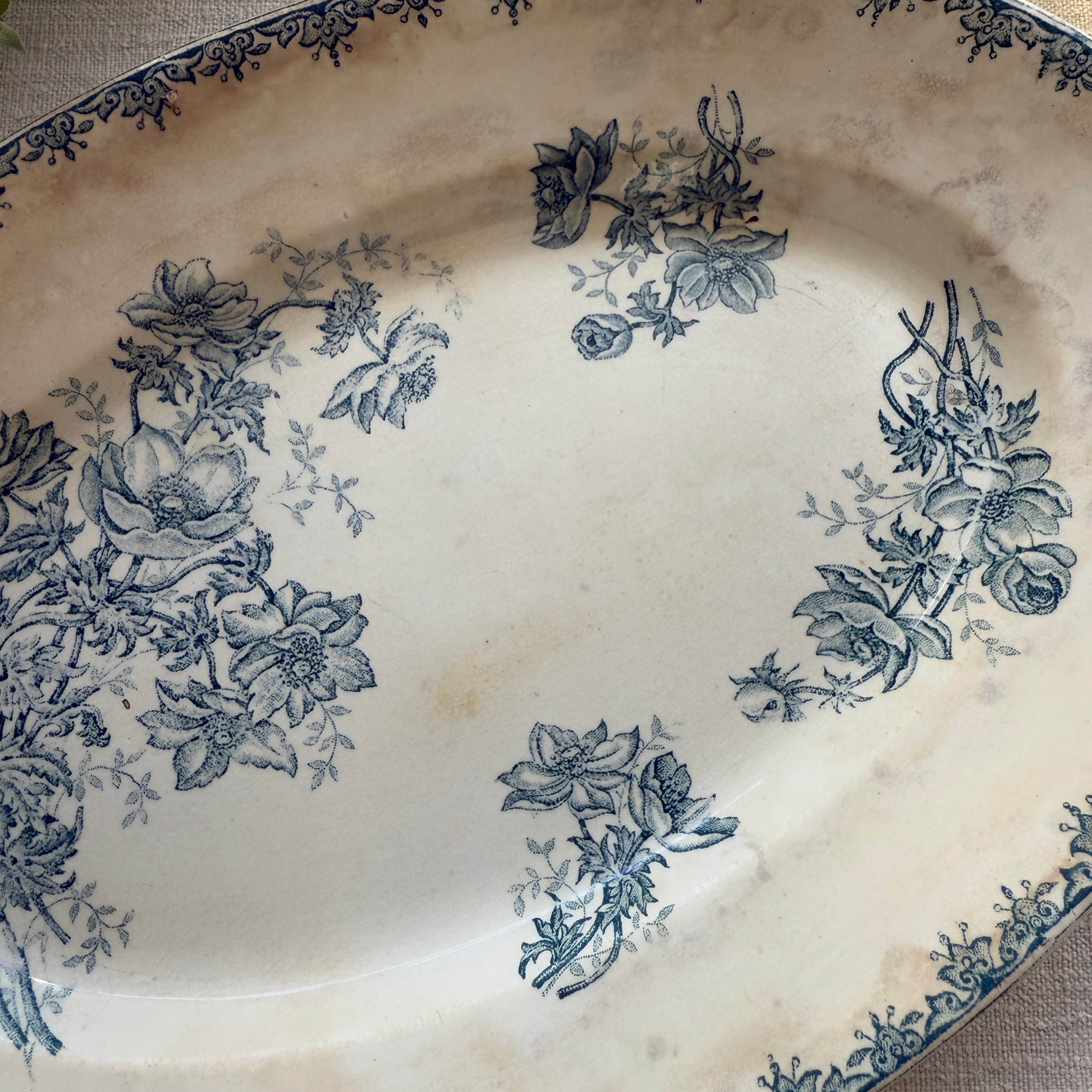 French Antique Oval Plate By Clairefontaine/フランスのクレール