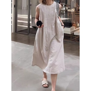 リラックスライン ノースリーブワンピース【M-2XL】 RA3429