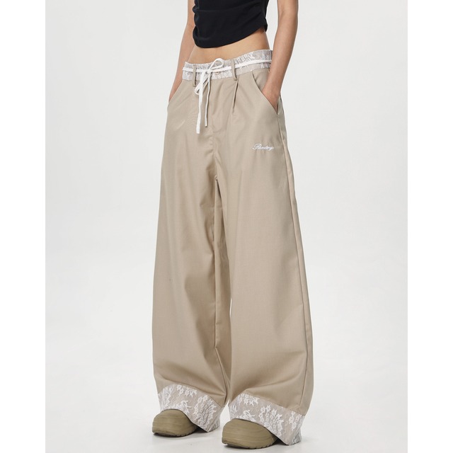 lace point straight pants　レースポイントストレートパンツ　J0954