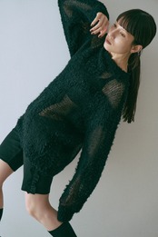 Poodle Shaggy Intarsia Pullover Knit