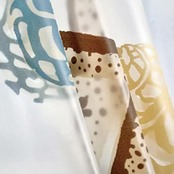 シャワーカーテン 防水防カビ加工 カーテンリング付属 貝とヒトデ A021009AA