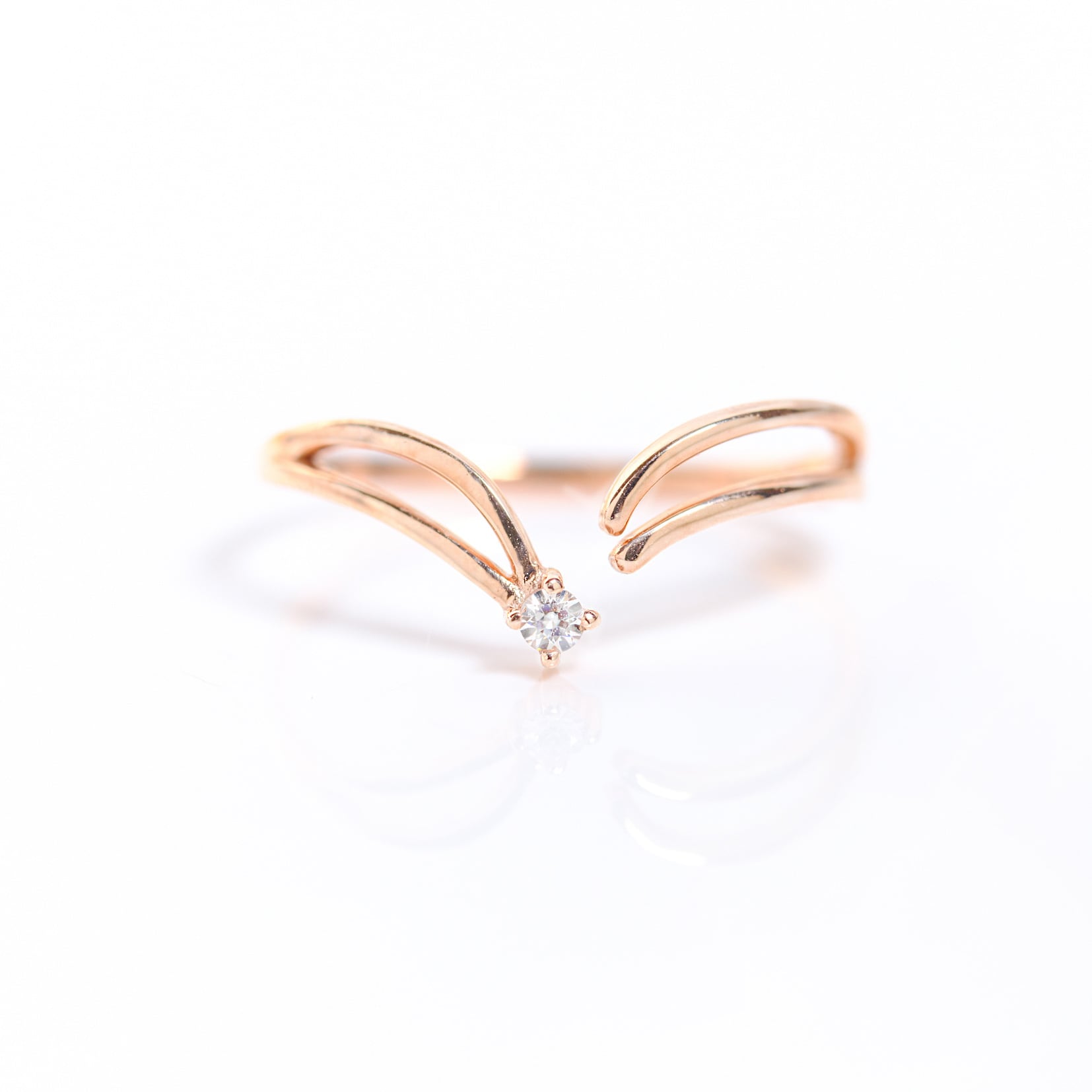 K14PG モアサナイトリング 「フォークリング」 | BELLE AMOUR