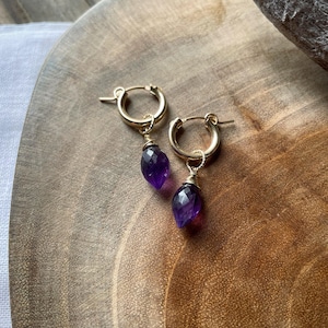 Amethyst＊Hoop/14K gf