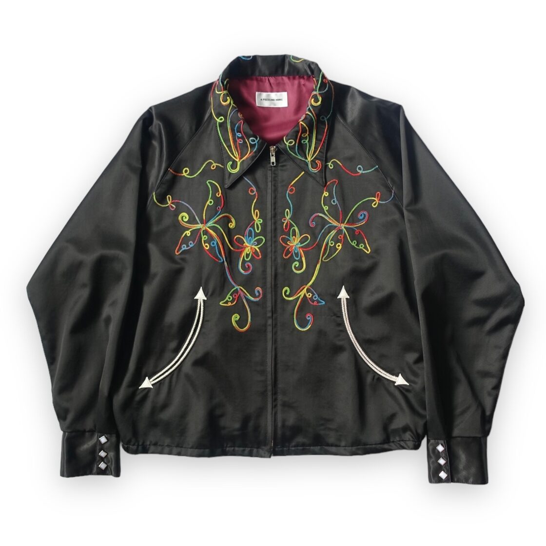 RAINBOW EMBROIDERY WESTERN JACKET - black | Pay ID