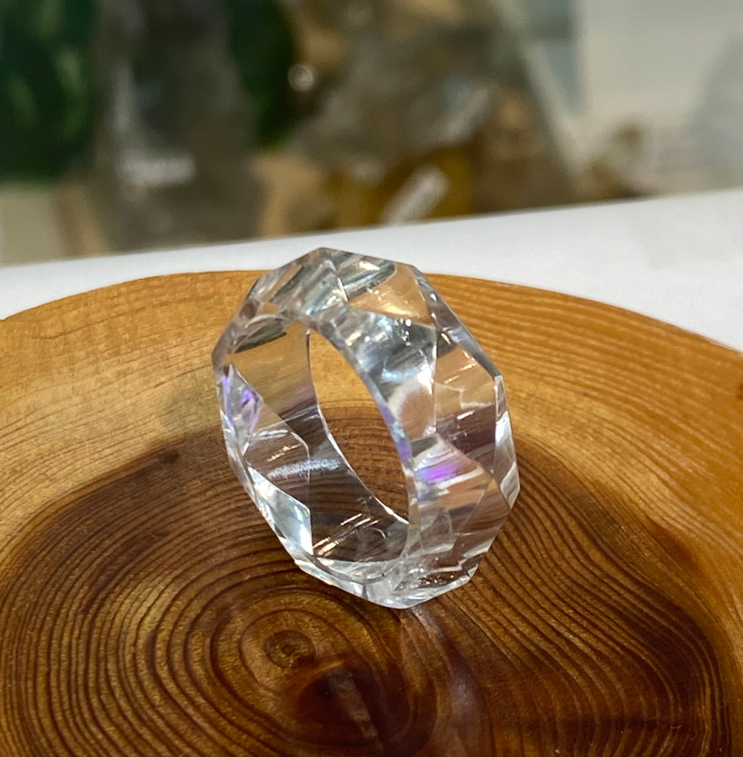 厳選 ガネッシュヒマール産ヒマラヤ水晶 くりぬきリング14号 手作り
