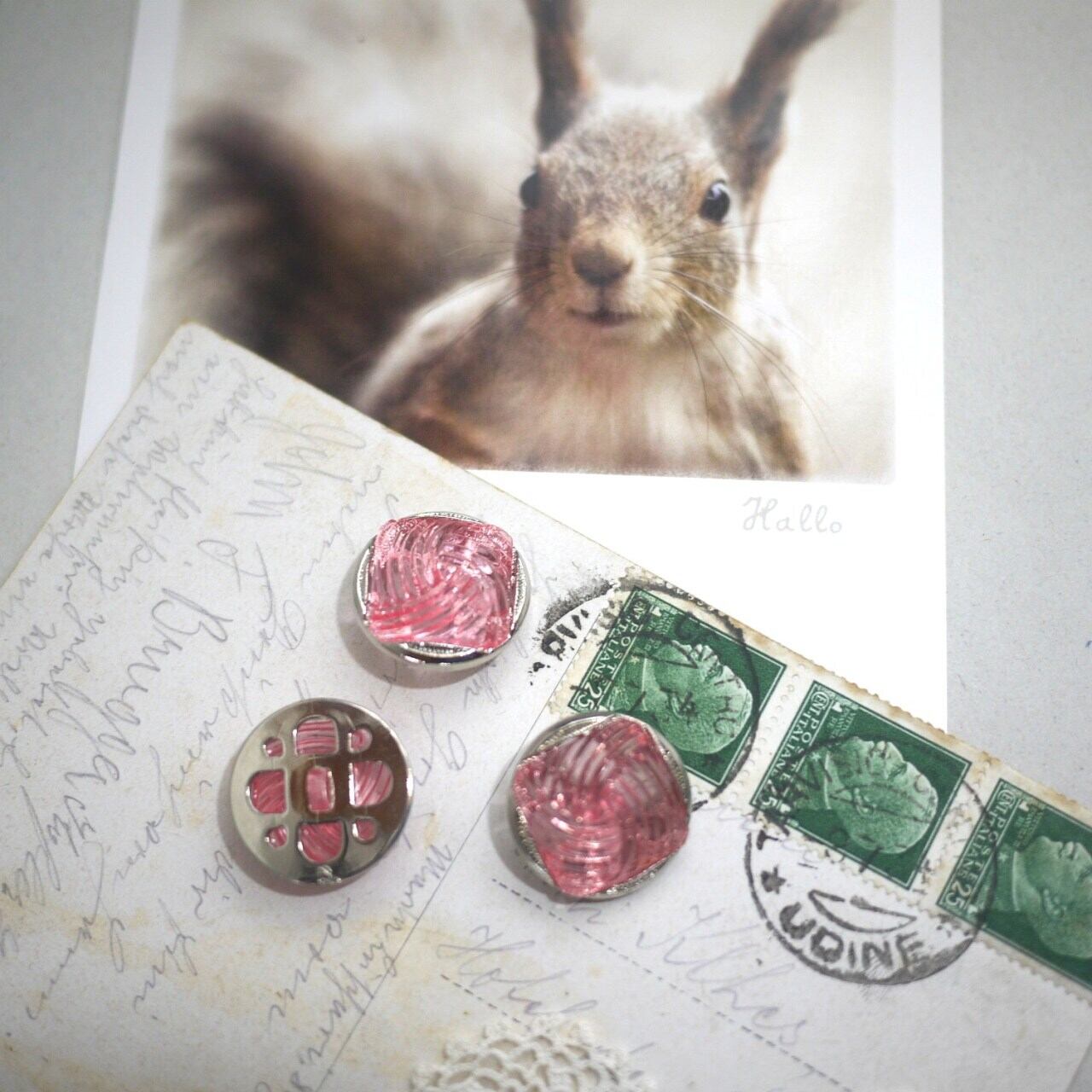 レトロ キッチュピンクボタン12p Φ2.1 ドイツ