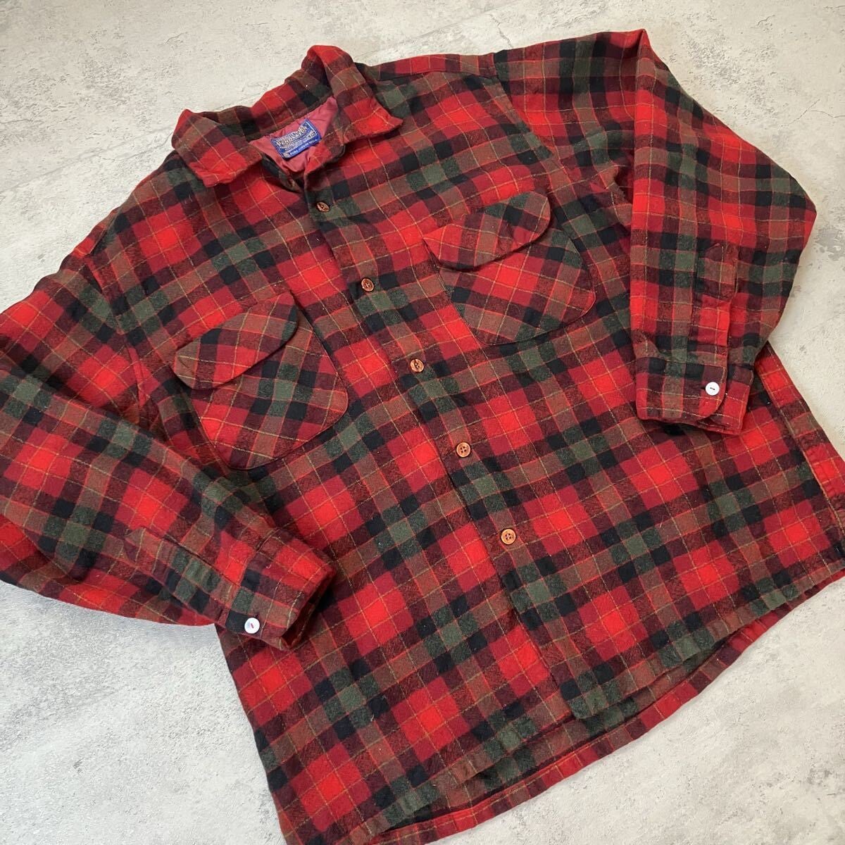 60s USA製 PENDLETON バッファローチェック XL ボードシャツ ペン