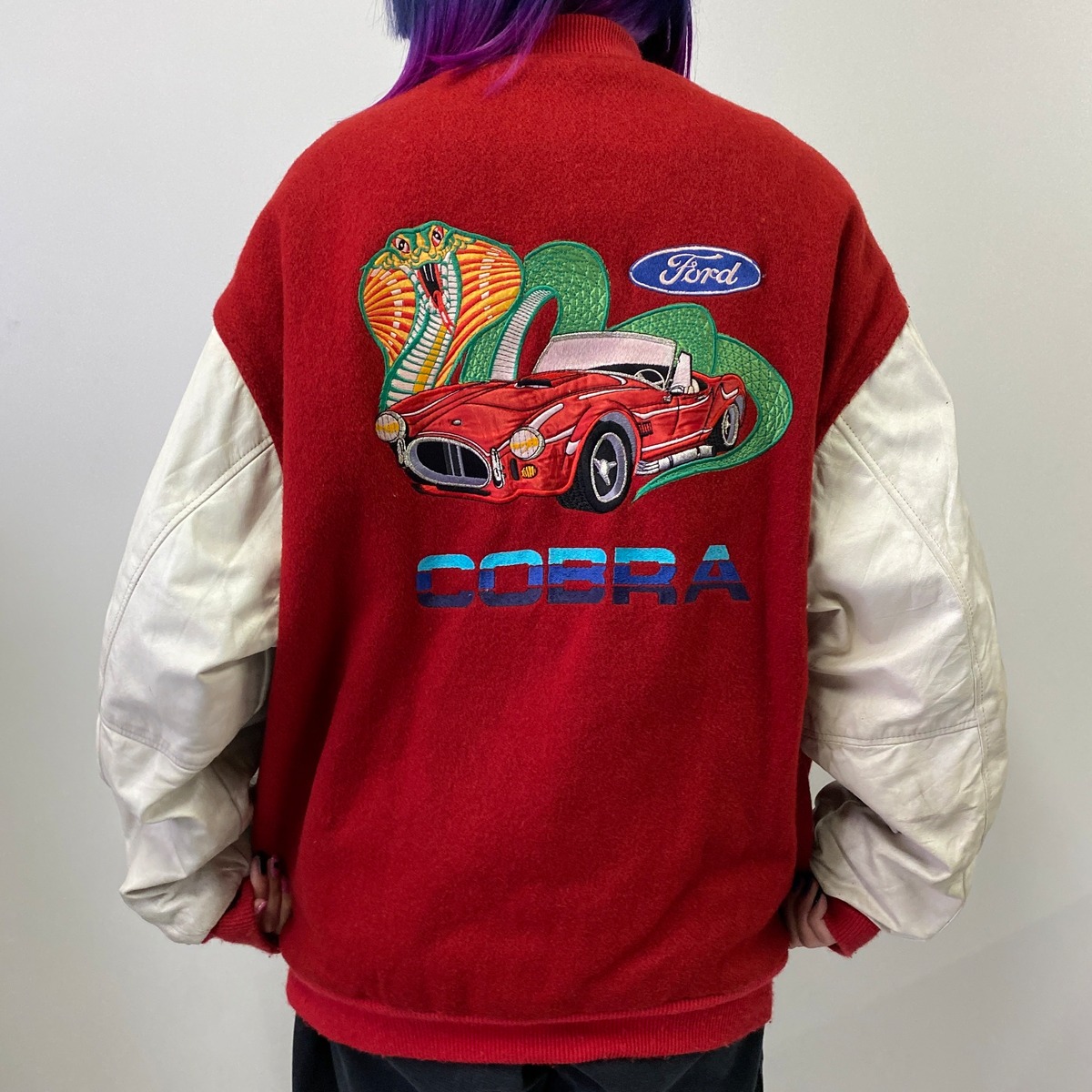 Ford フォード COBRA コブラ バック刺? 企業ロゴ 車 袖レザー ウール 