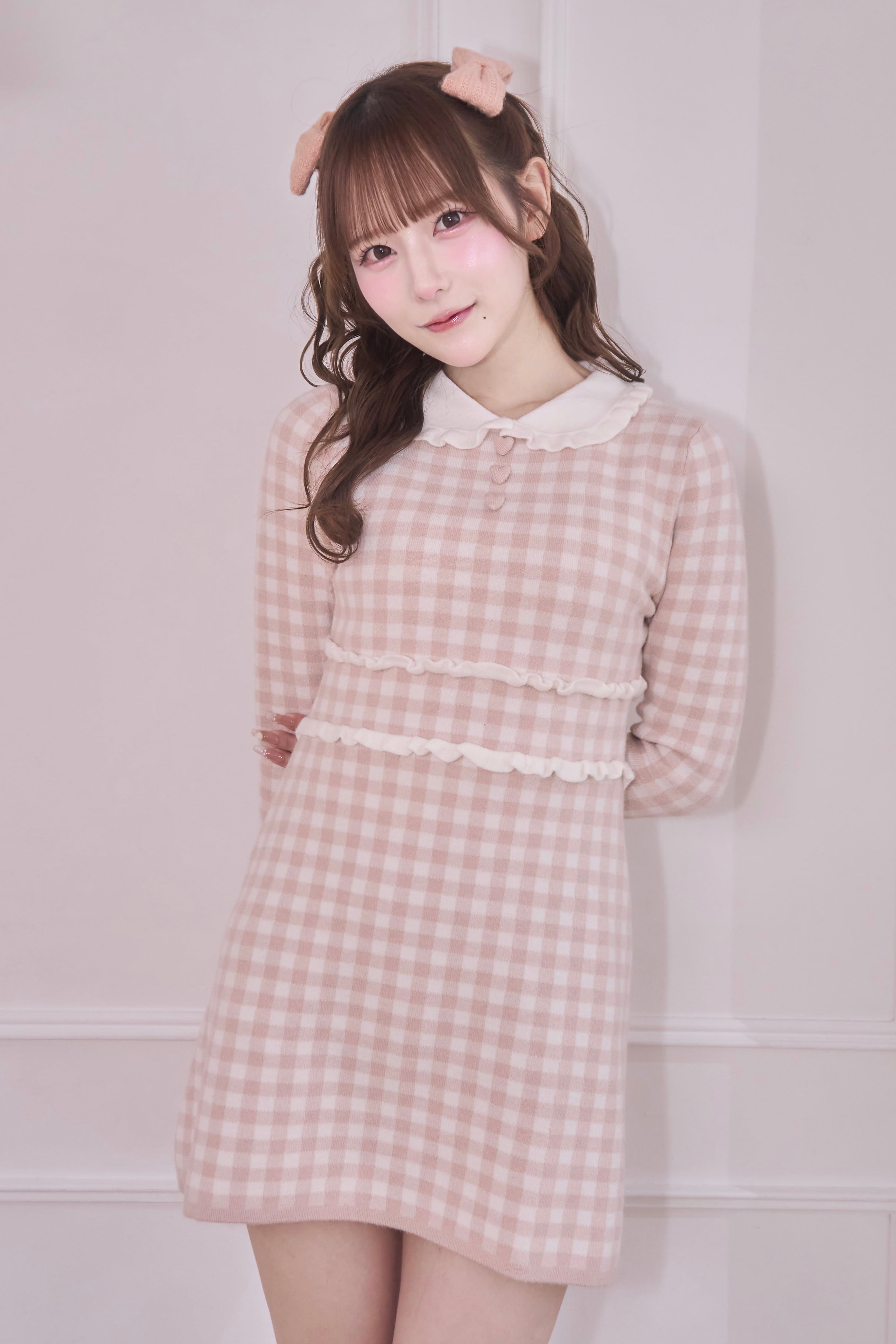 bebe frill knit op-pink