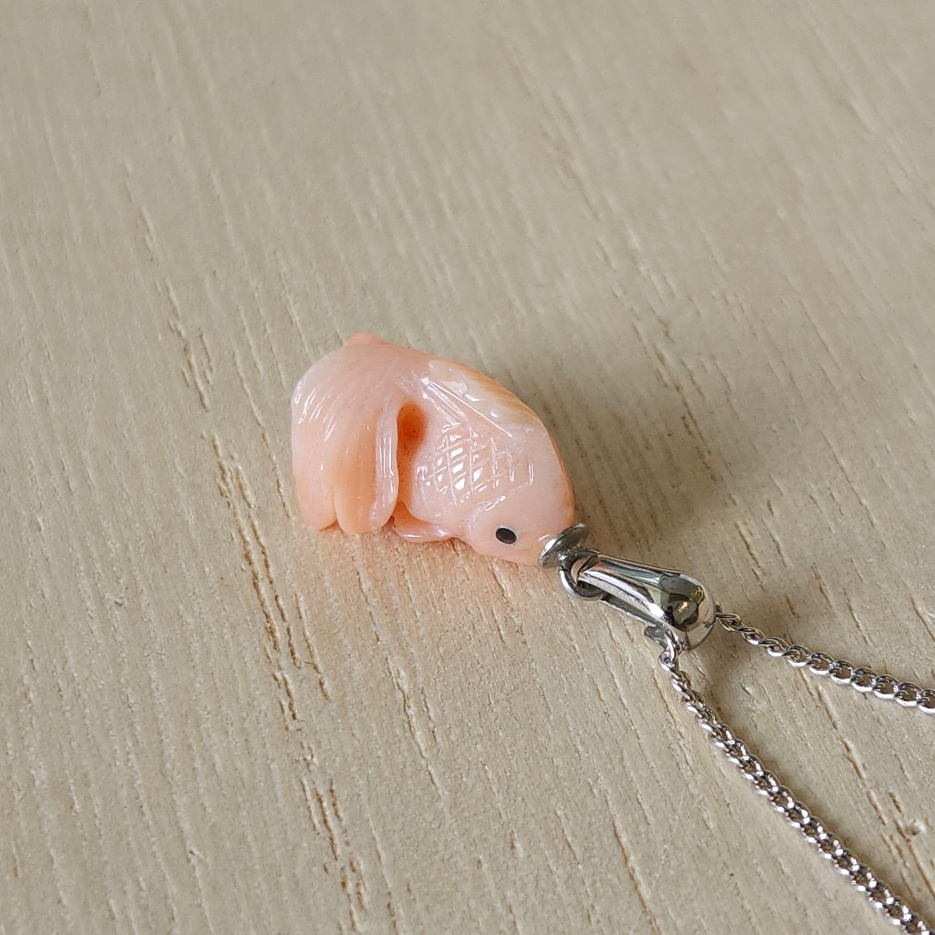 金魚(珊瑚彫刻)ペンダント 092 | 清岡珊瑚店