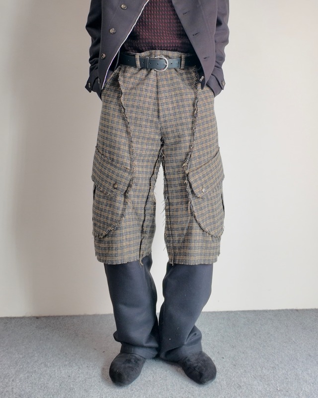 【26/AW STRONGTHE】MOSS / LAYERED POUCH CARGO PANTS
