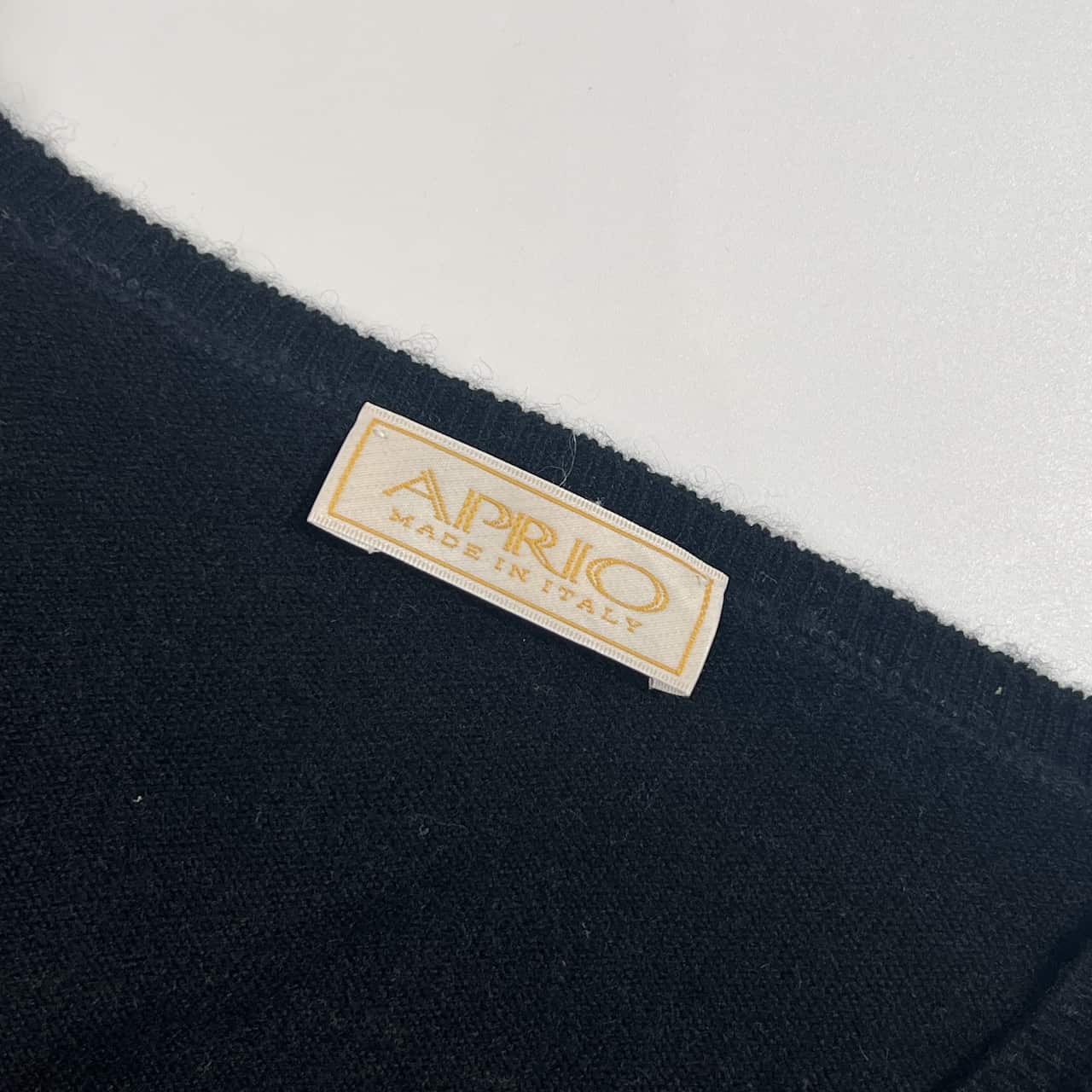 カシミヤ100% イタリア製 APRIO アプリオ ニット カーディガン L/ブラック レディース