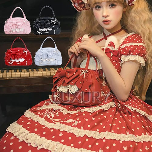甘ロリ ハンドバッグ バッグ 鞄 カバン 4色 りぼん お嬢様 ガーリー
