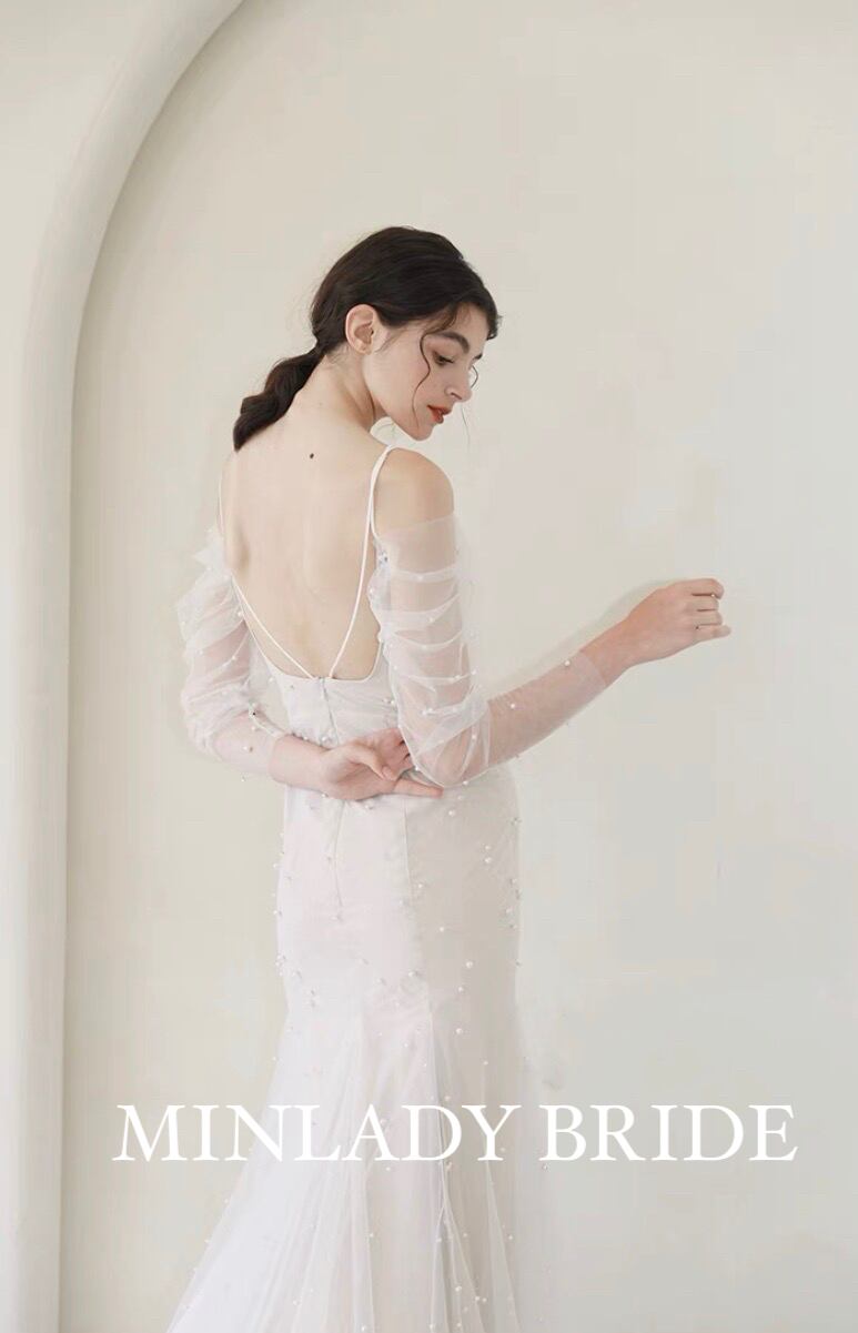 パール マーメイド スパゲティ ウェディングドレス | MINLADY BRIDE