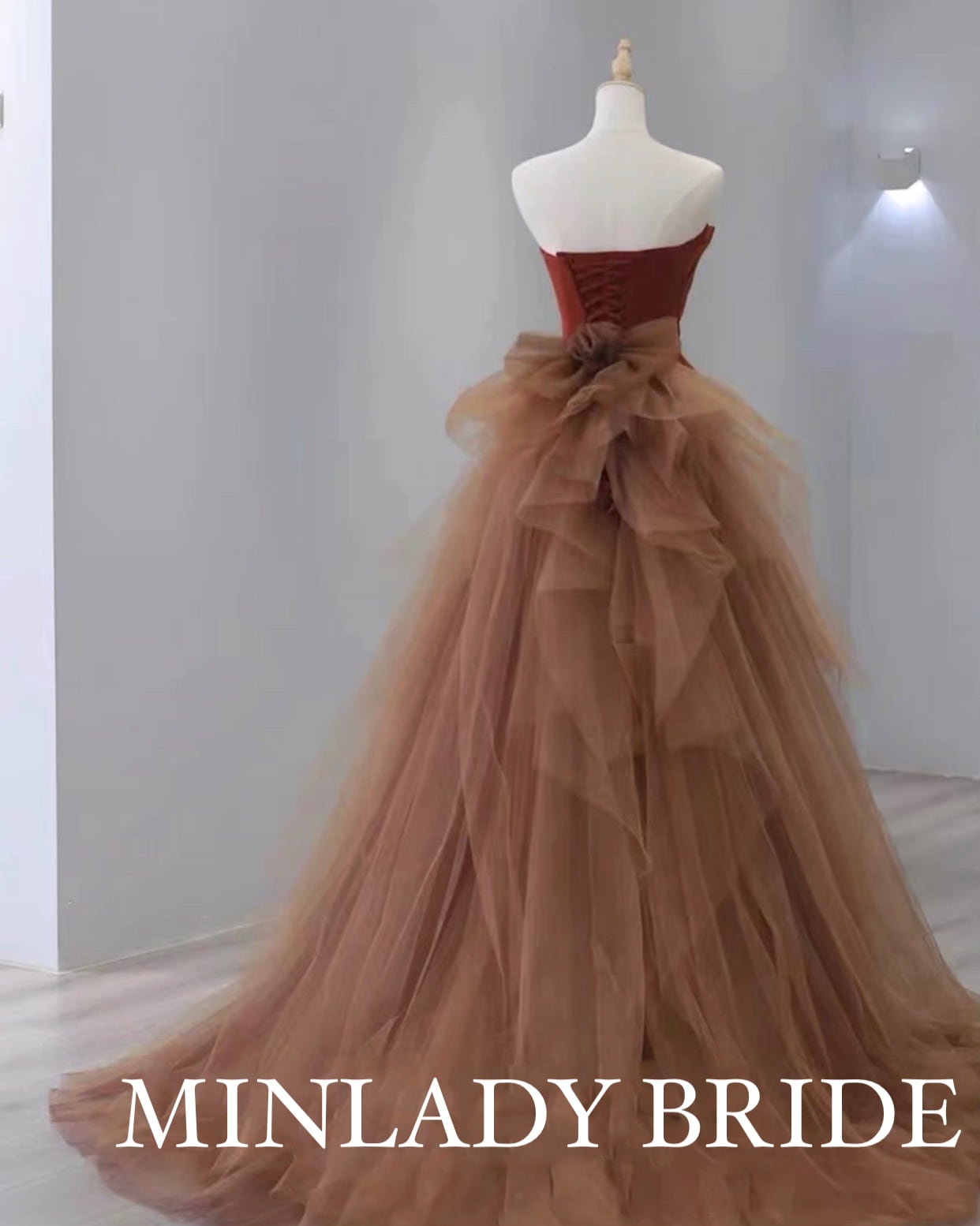 ブラウン 2way カラーウェディングドレス カラードレス | MINLADY BRIDE