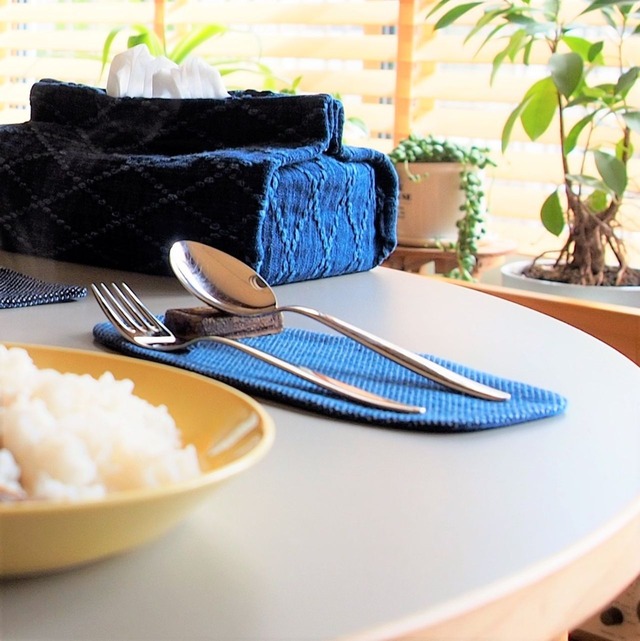 うしじま縫製　|　武州正藍染　カトラリーコースター（小）　一重刺子