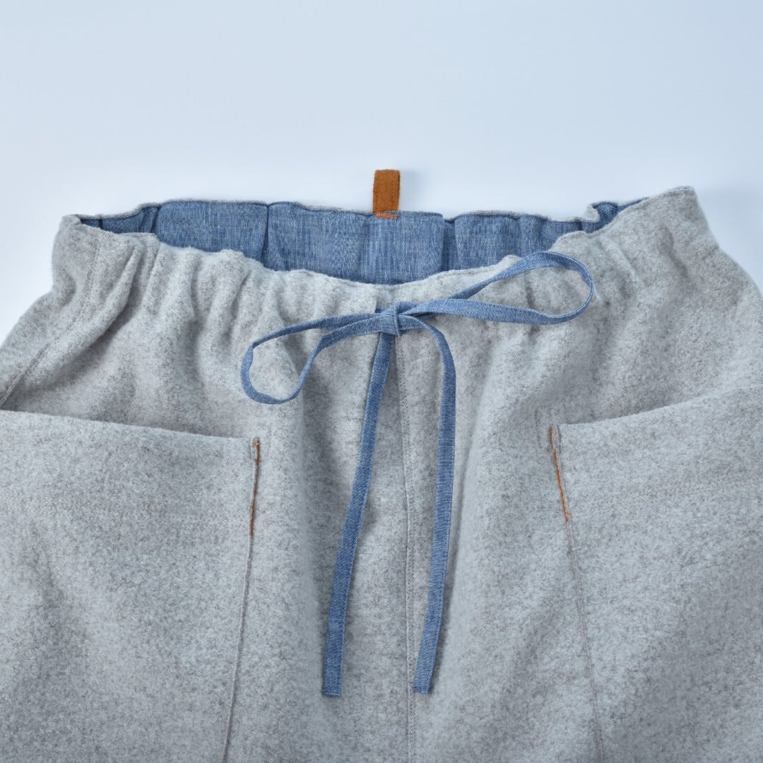 快晴堂 カイセイドウ Girl'sリングウール・斜めポケットワイドパンツ・アッシュグレイ
