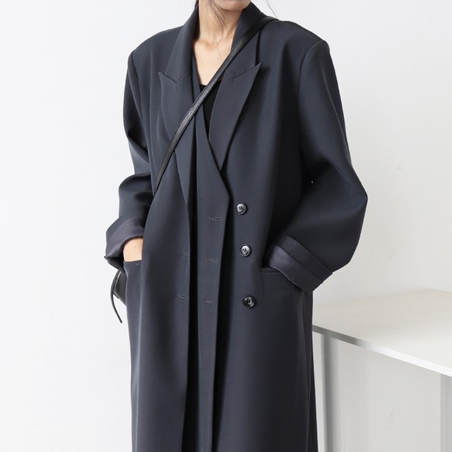 ダブルレイヤードロングジャケットコート K0361