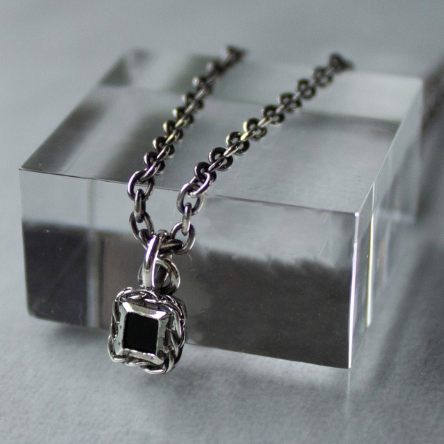 Small Mirrorstone Necklace (Square) #Onyx