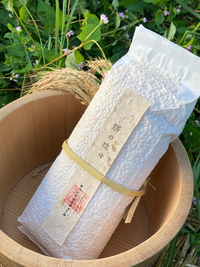 【2023年産新米】もち米（ 新羽二重・無農薬・無化学肥料）1kg　「餅の粒々」送料着払い