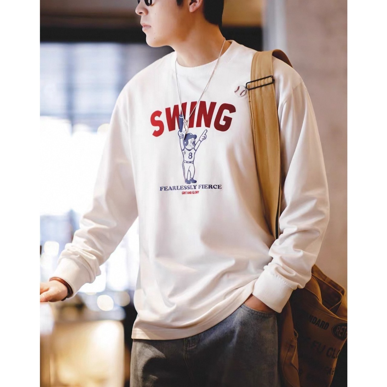 Print crew neck long sleeve t-shirt 0429 - 6