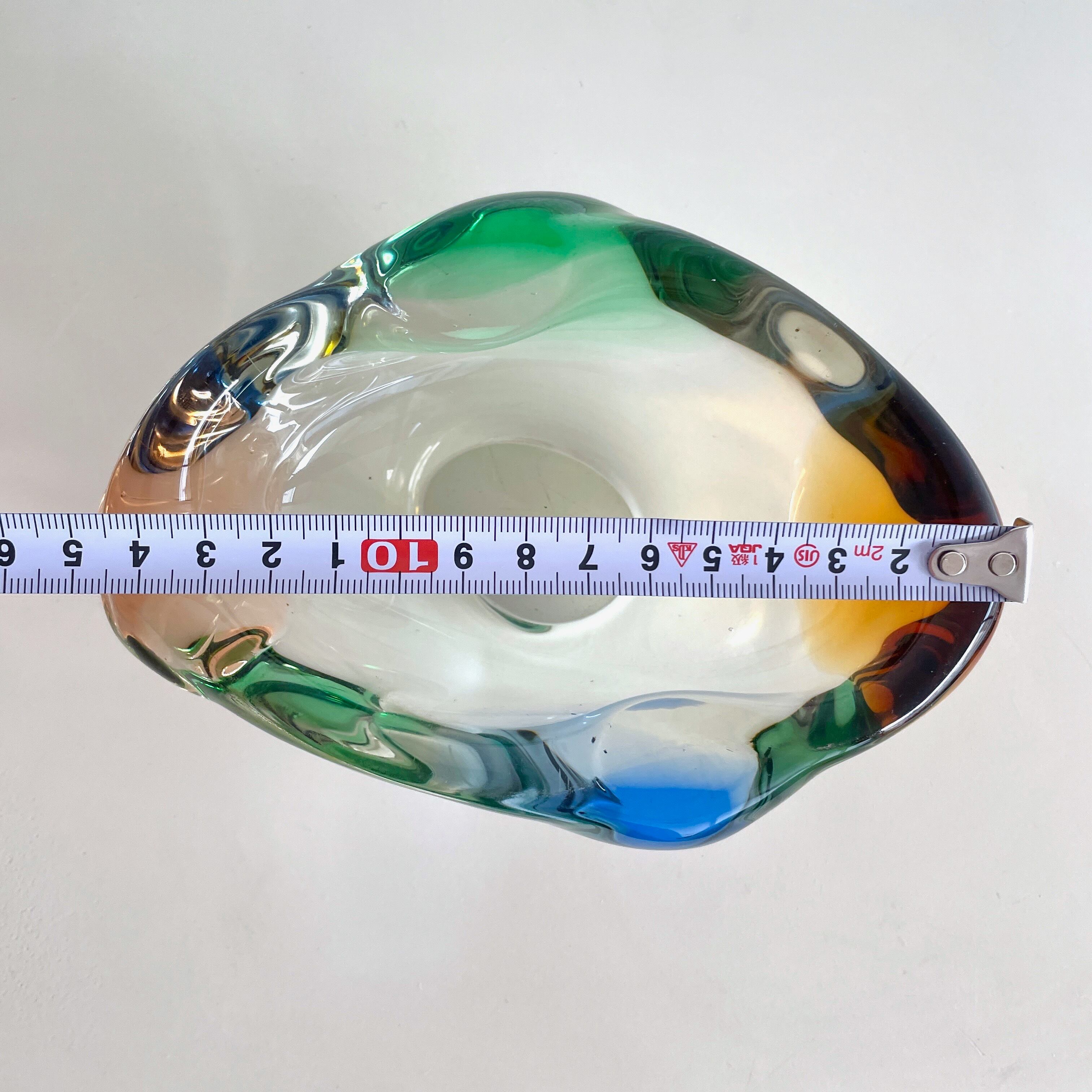 70's Český glass ash tray - multi color bohemia glass 70s vintage ...