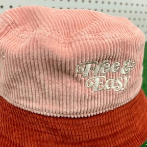 Free & Easy | Free & Easy Don't Trip Two Tone Fat Corduroy Bucket Hat | Pink/Brick