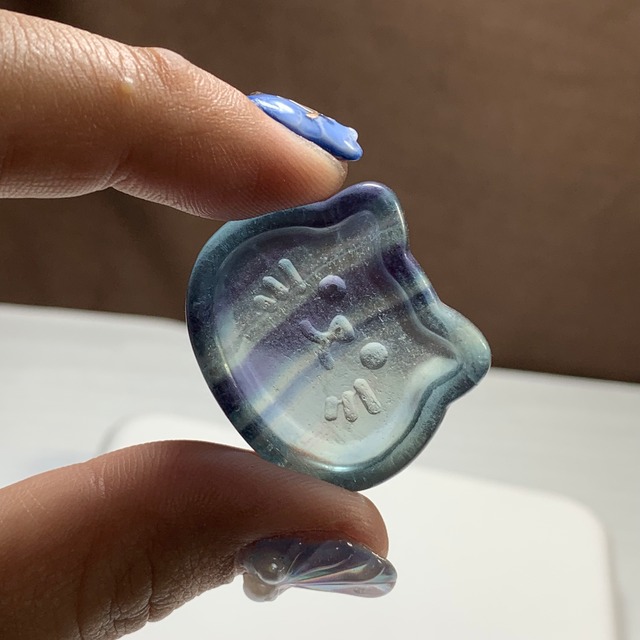 14.可愛い猫顔☆フローライト猫皿