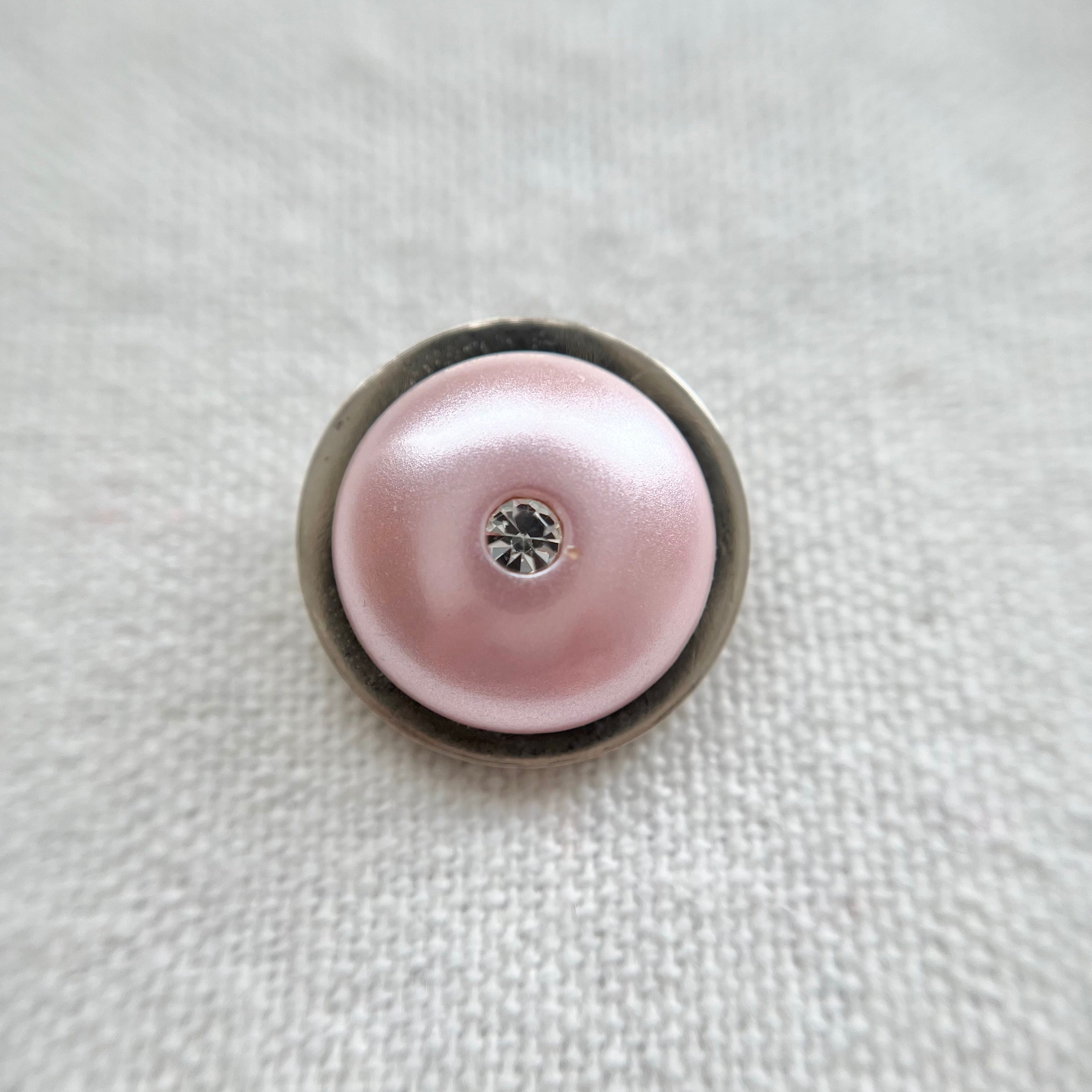 1粒ラインストーン×パールピンク(シルバー)18㎜