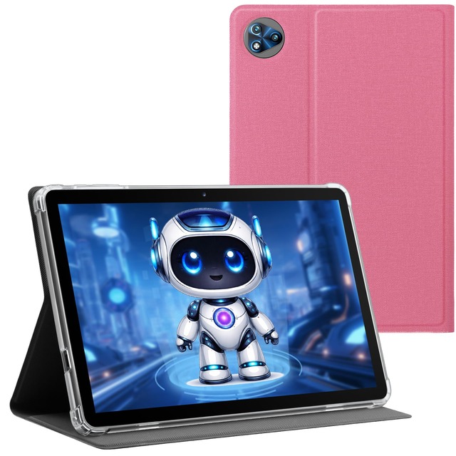 UBDXBD T30 タブレットケース 10.1インチ 手帳型カバー 耐衝撃 撥水 軽量 薄型 おしゃれ TPU素材 ハードカバー スタンド機能付き タブレット保護ケース T30専用 アンドロイドタブレット10インチ対応 ピンク