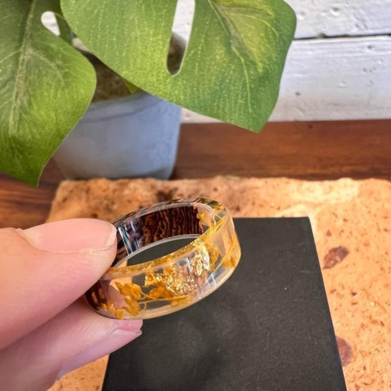 TOPANGA Jewelry 　クリア＆ウッドデザインリング　オレンジ　14号　18号　25号　ファッション　アクセサリー　ジュエリー　リング　小物　プレゼント