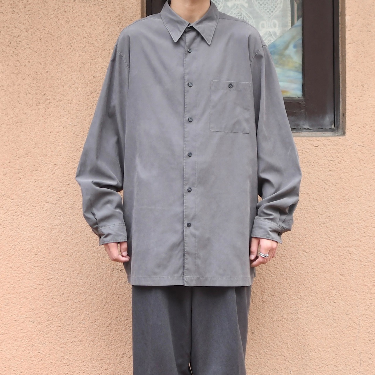BRANDINI charcoal gray smooth cloth shirt