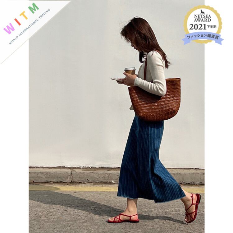 2022新作 デニムスカート ロングスカート バックスリット ハイウェスト 体型カバー レディース