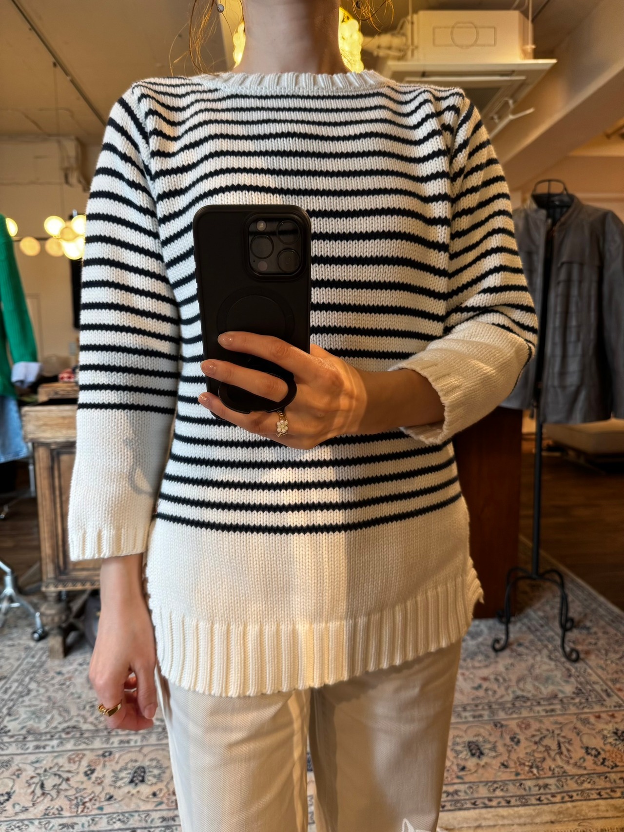 Jantzen USA Striped Cotton Knit Sweater