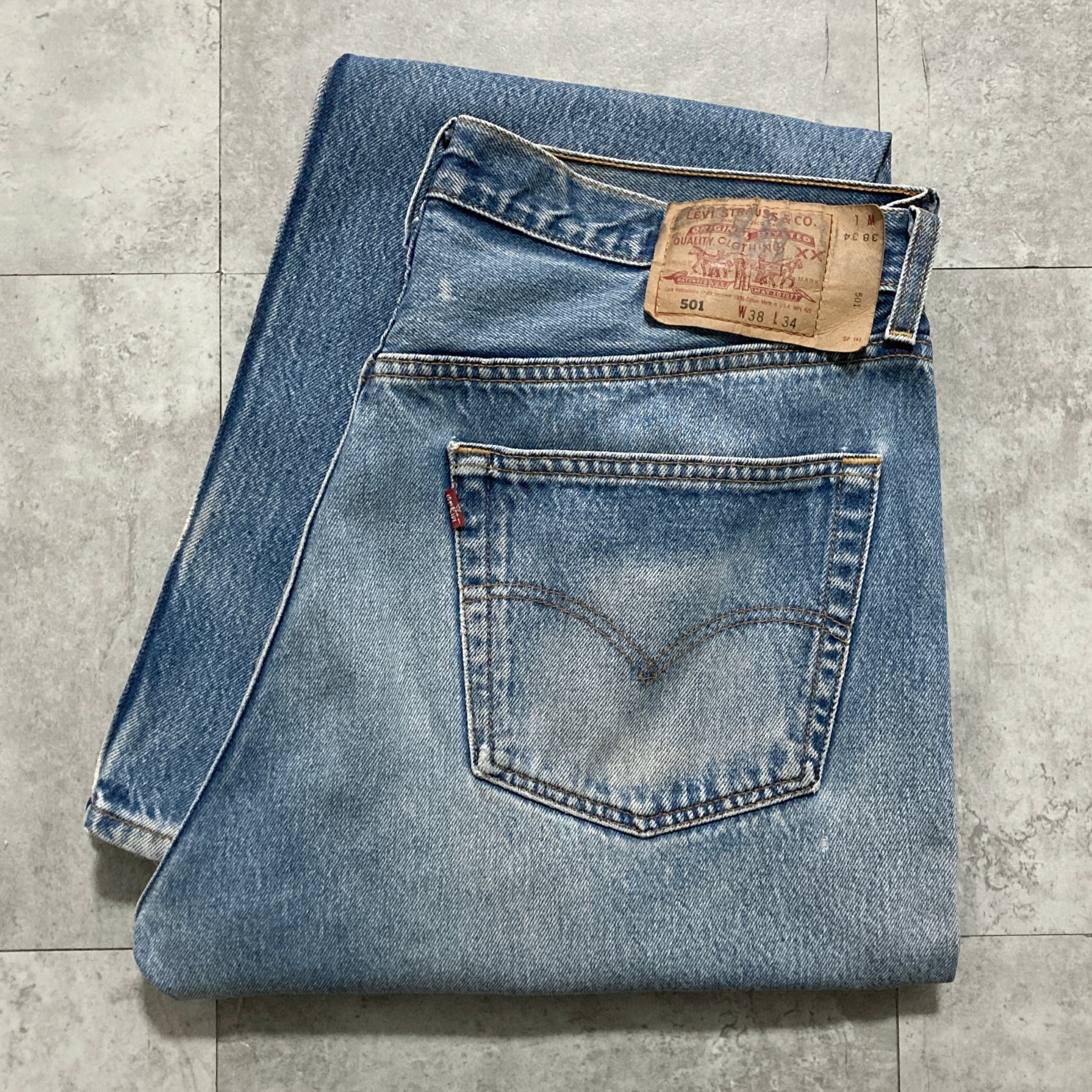 W32 L36】90's US.Levis 501 リーバイス バレンシア工場(555) ボタン裏