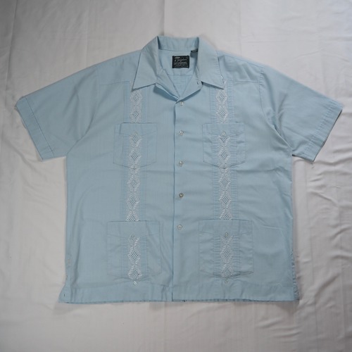 90’s Haband キューバシャツ 水色 XL