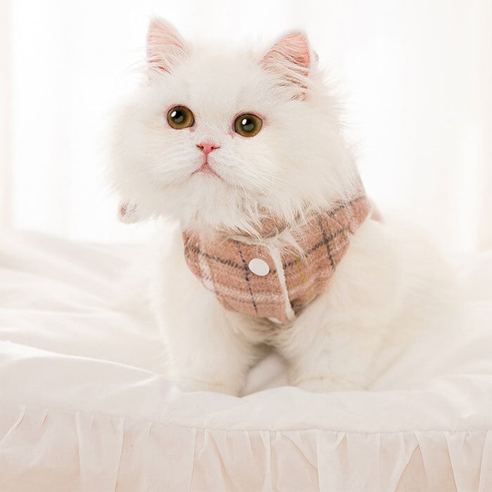 ペットの服 猫 キャット ネコ 犬 コスチューム 格子縞 冬用 ドッグ