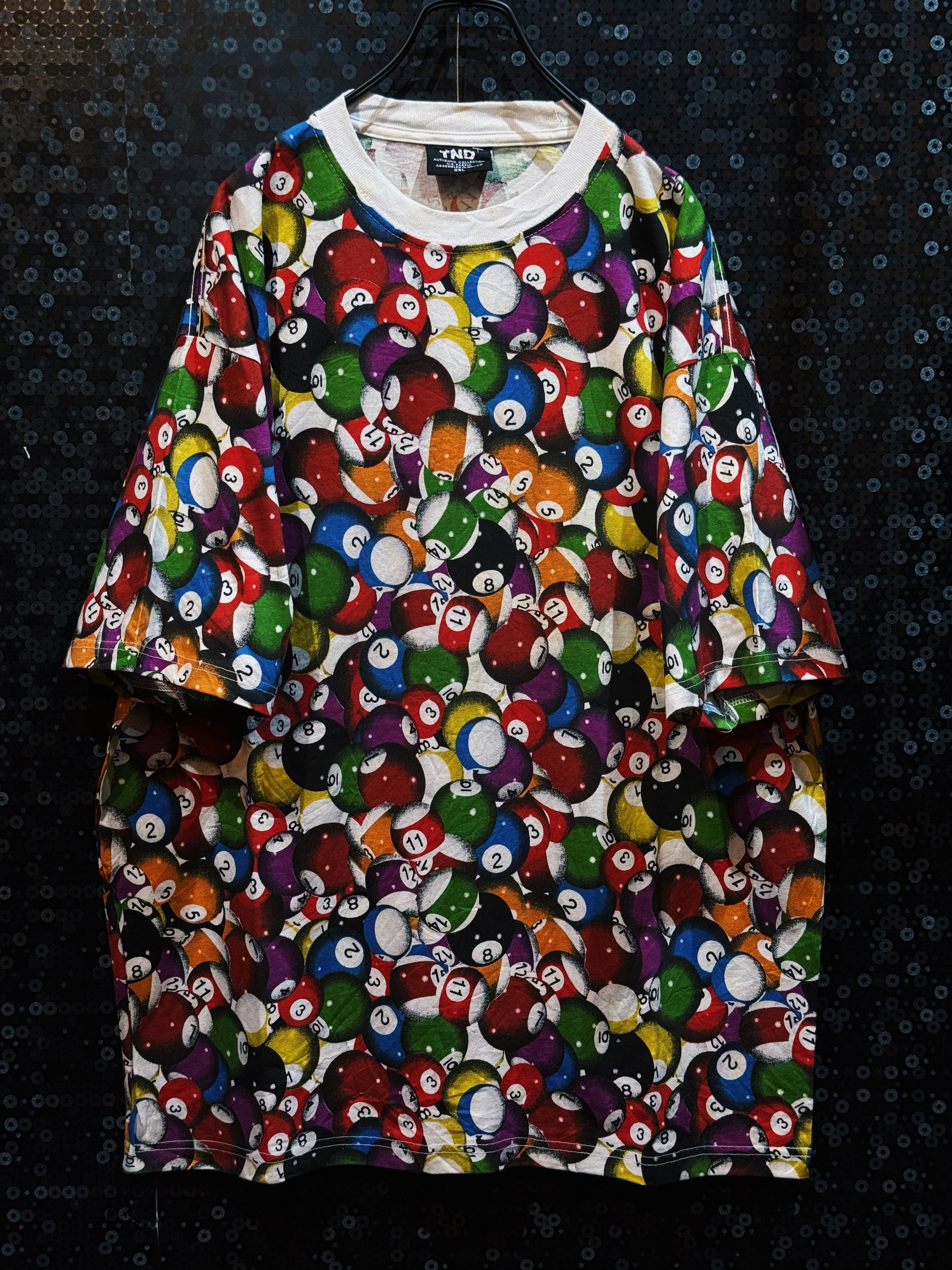 【ÆIEM】"TNDT"billiard ball all over pattern detail T-shirt
