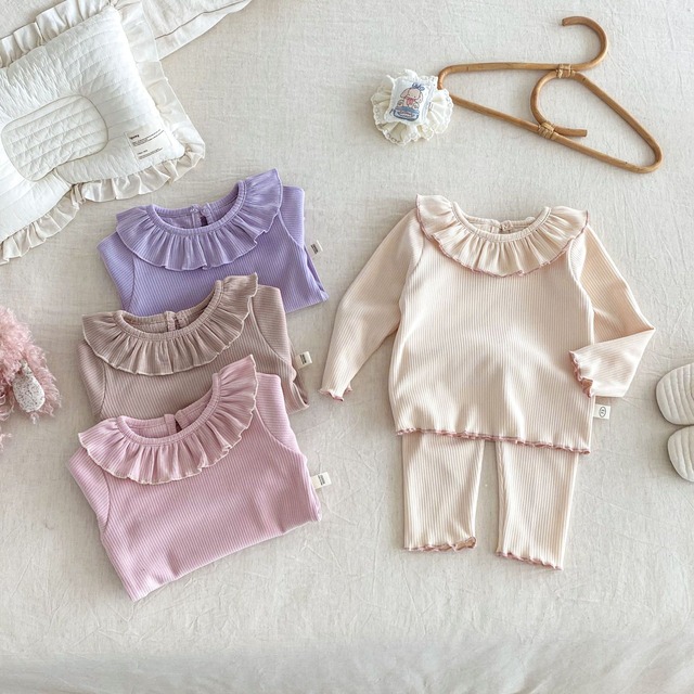 【BABY&KID】柔らかリブフリルセットアップ