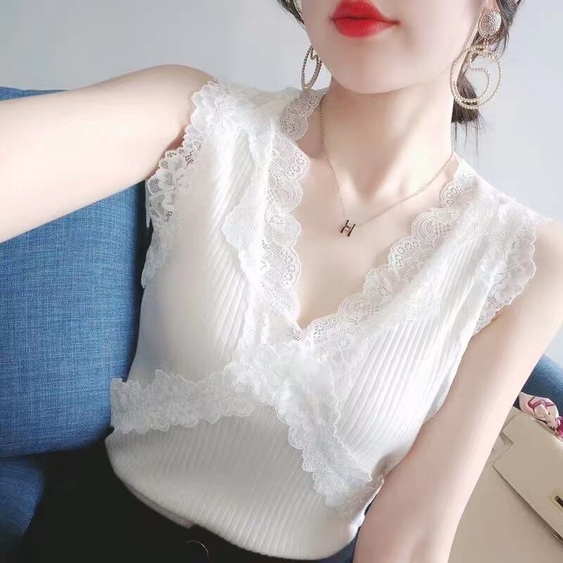 レースデザイン リブニットタンク  AJ−111-996