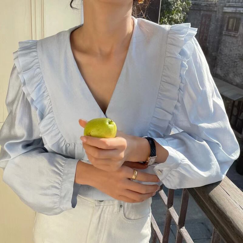 シャツ ダブルブレストスプリング長袖スリーブトップス レディース ロング 春物 ビッグFスモールZ韓国11617704708