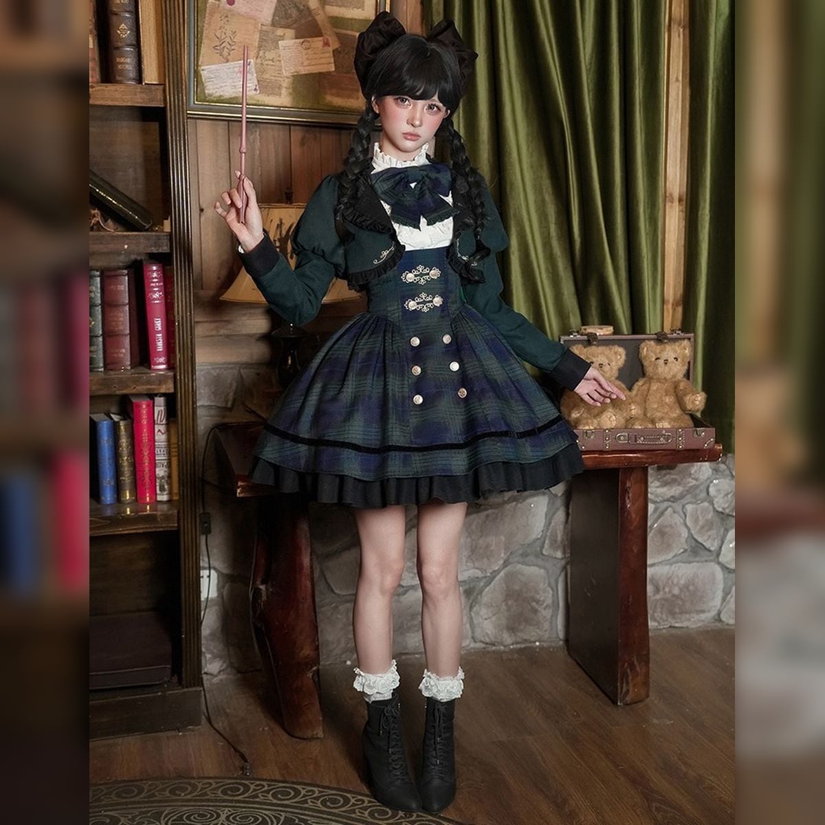 ツインズ・アカデミック・チェックスカートセットアップ：ショート