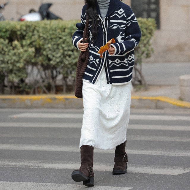 openwork jacquard skirt　J00368