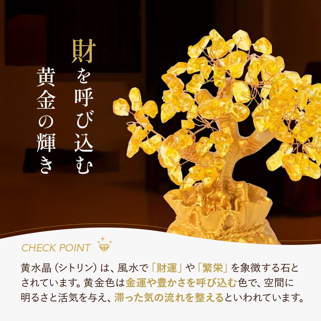 風水 黄金木 招財樹 金のなる木 黄水晶 シトリン 風水アイテム 金運