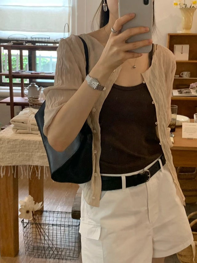 (OUNCE) more wrinkle blouse / 2color