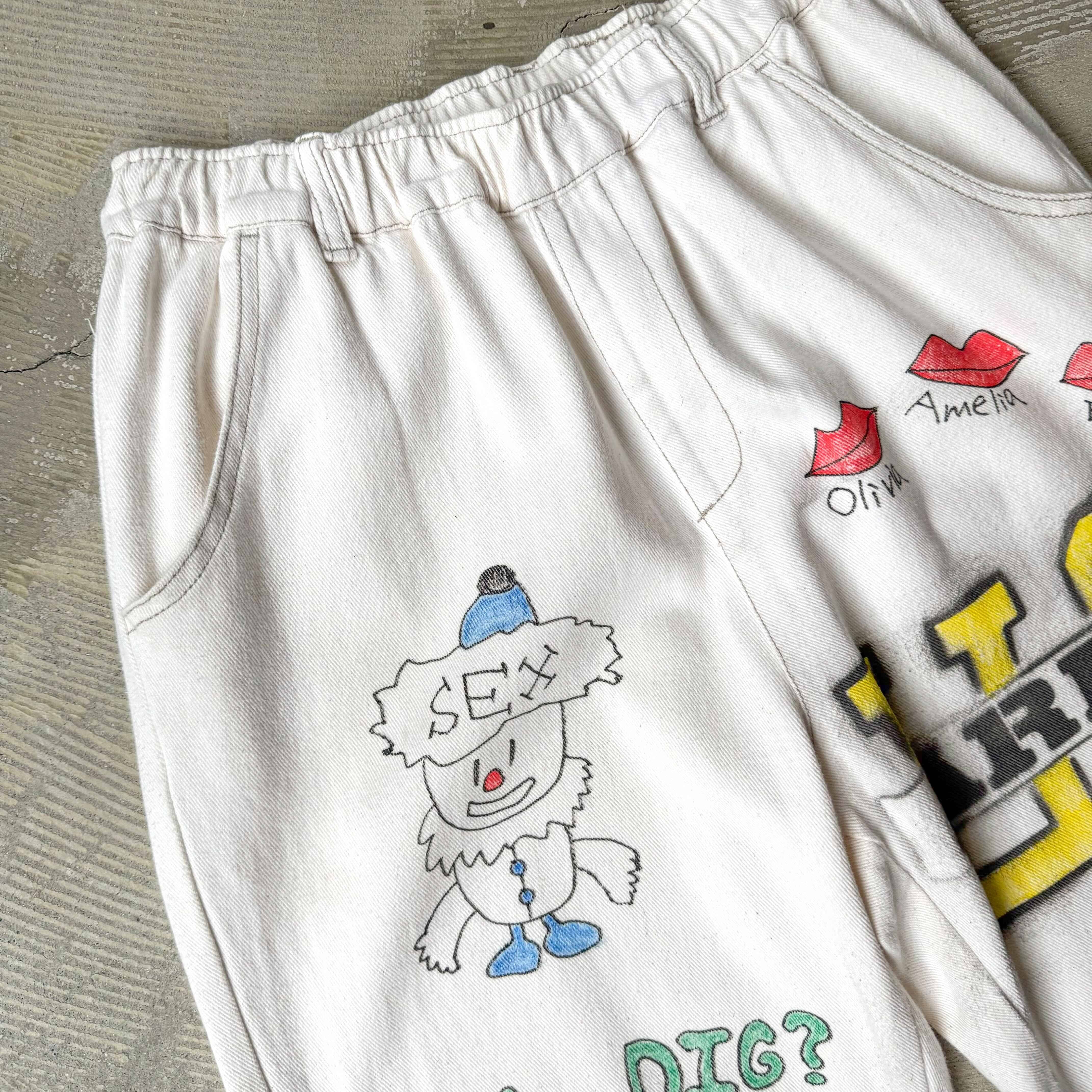 HAND PAINTED ART STENCIL MEMORIAL DENIM PANTS / ハンド ペイント