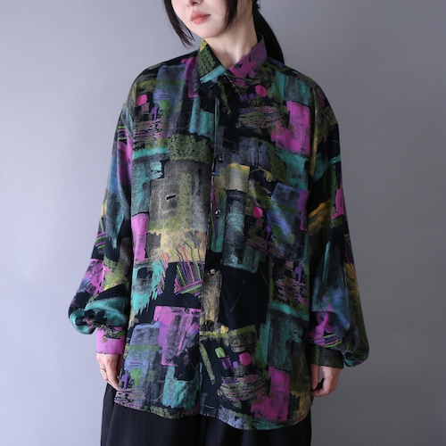 "dark×psychedelic" full art pattern over silhouette shirt