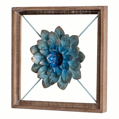 メタルフラワーウォールアート 壁の装飾 デコレーション 木製フレーム付き